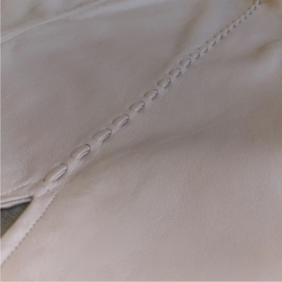 Maniere De Voir Blush Pink Vegan Leather Suspender Mini Skirt Women’s Size 12 - Picture 11 of 15